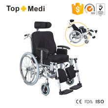 Откидывающаяся инвалидная коляска с высокой спинкой и алюминиевой рамой с ручным тормозом